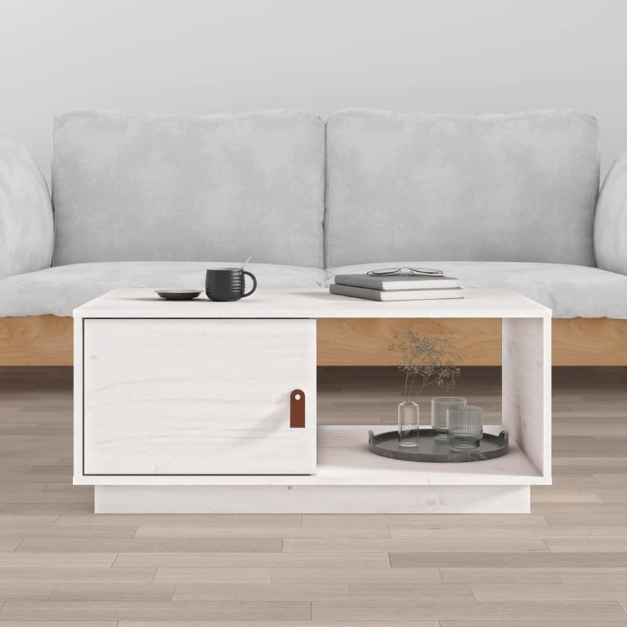 Salontafel 80X50X35,5 Cm Massief Grenenhout Wit