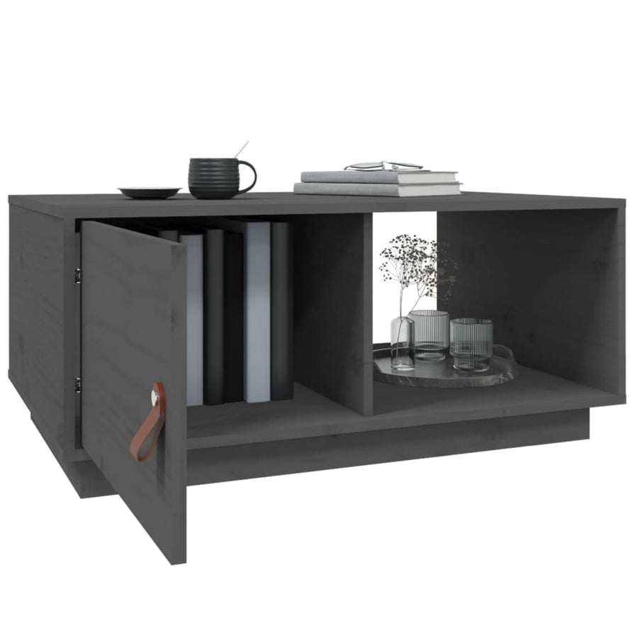Salontafel 80X50X35,5 Cm Massief Grenenhout Grijs