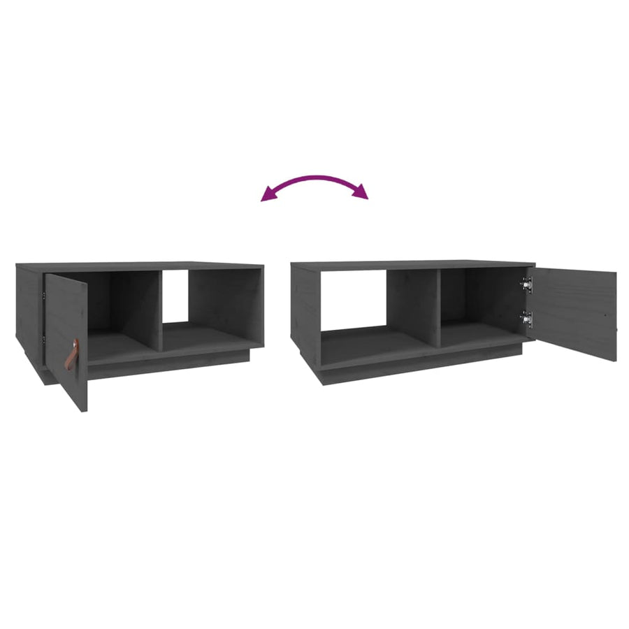 Salontafel 80X50X35,5 Cm Massief Grenenhout Grijs