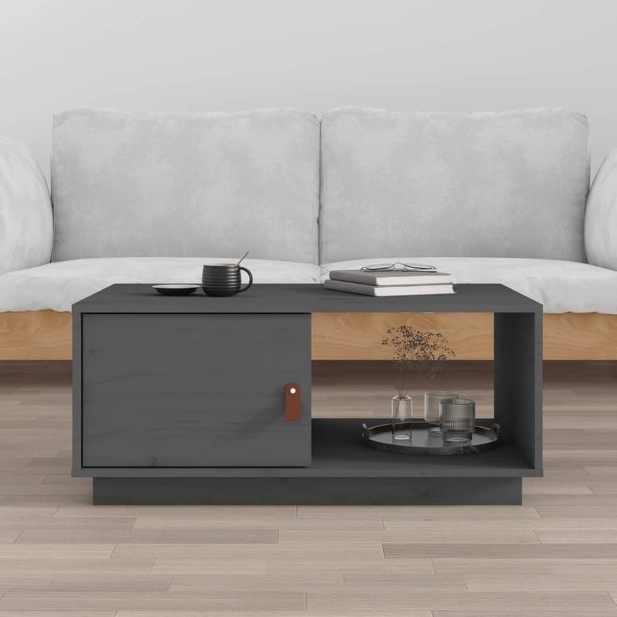 Salontafel 80X50X35,5 Cm Massief Grenenhout Grijs