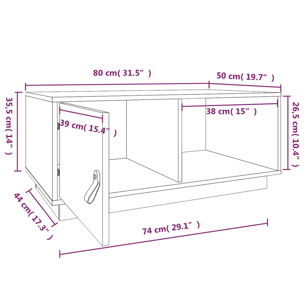 Salontafel 80X50X35,5 Cm Massief Grenenhout Honingbruin