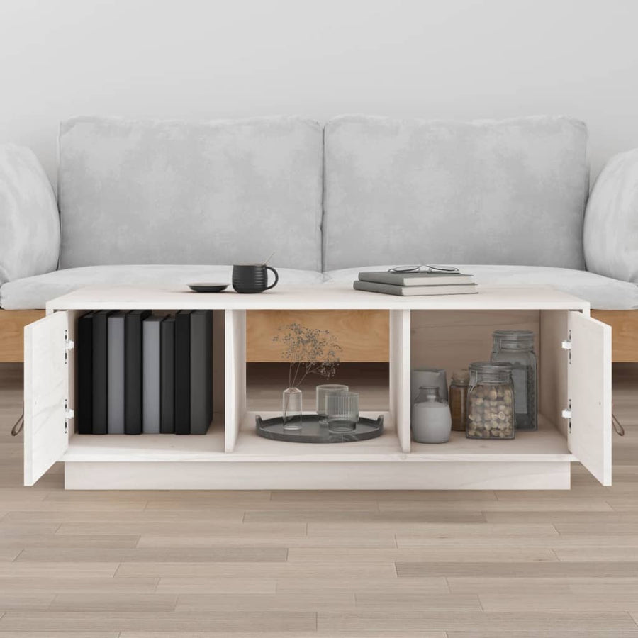 Salontafel 100X50X35 Cm Massief Grenenhout Wit