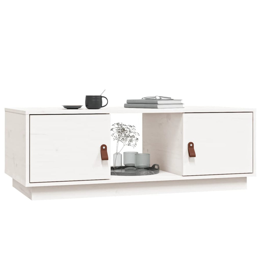 Salontafel 100X50X35 Cm Massief Grenenhout Wit