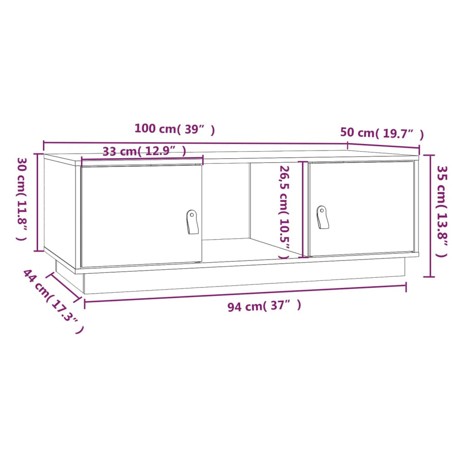 Salontafel 00X50X35 Cm Massief Grenenhout Honingbruin