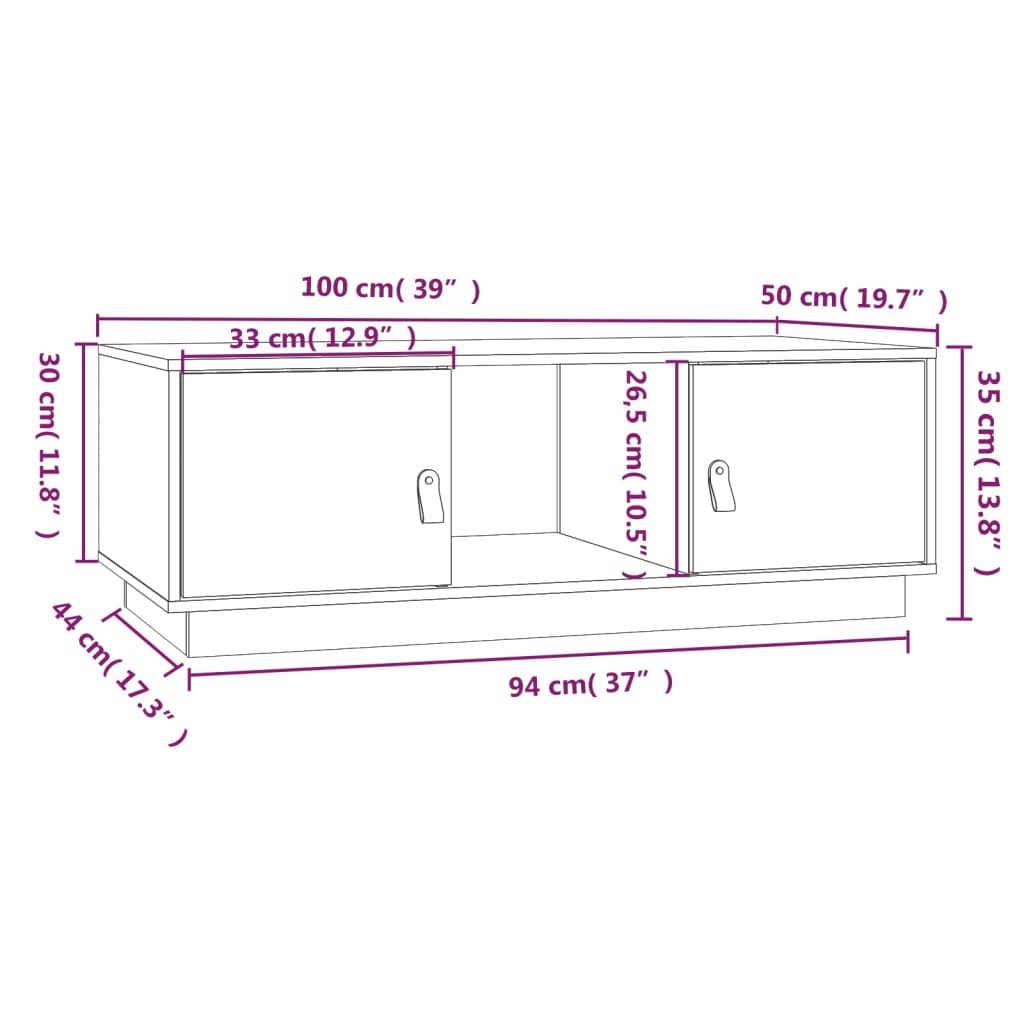 Salontafel 00X50X35 Cm Massief Grenenhout Zwart