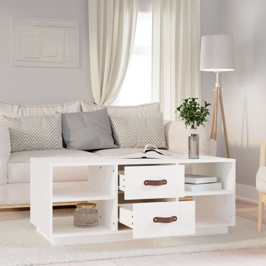 Salontafel 100X50X41 Cm Massief Grenenhout Wit