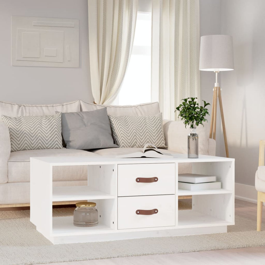 Salontafel 100X50X41 Cm Massief Grenenhout Wit