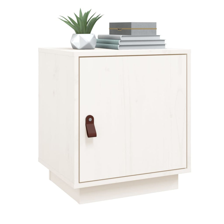 Nachtkastje 40X34X45 Cm Massief Grenenhout Wit