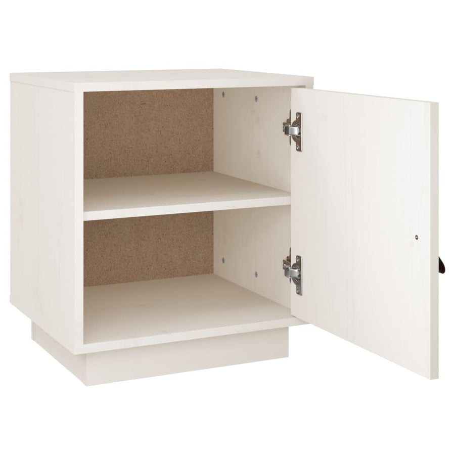 Nachtkastje 40X34X45 Cm Massief Grenenhout Wit