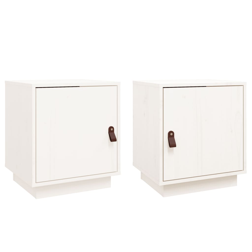 Nachtkastjes 2 St 40X34X45 Cm Massief Grenenhout Wit