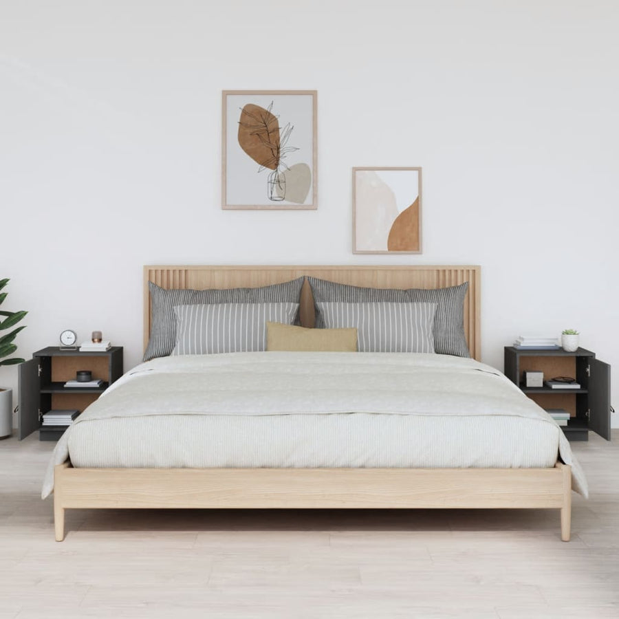 Nachtkastjes 2 St 40X34X45 Cm Massief Grenenhout Grijs