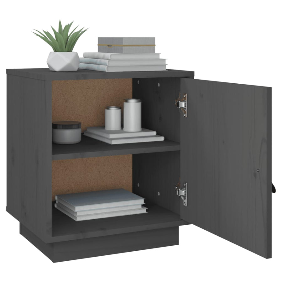 Nachtkastjes 2 St 40X34X45 Cm Massief Grenenhout Grijs