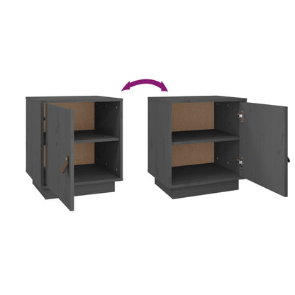Nachtkastjes 2 St 40X34X45 Cm Massief Grenenhout Grijs