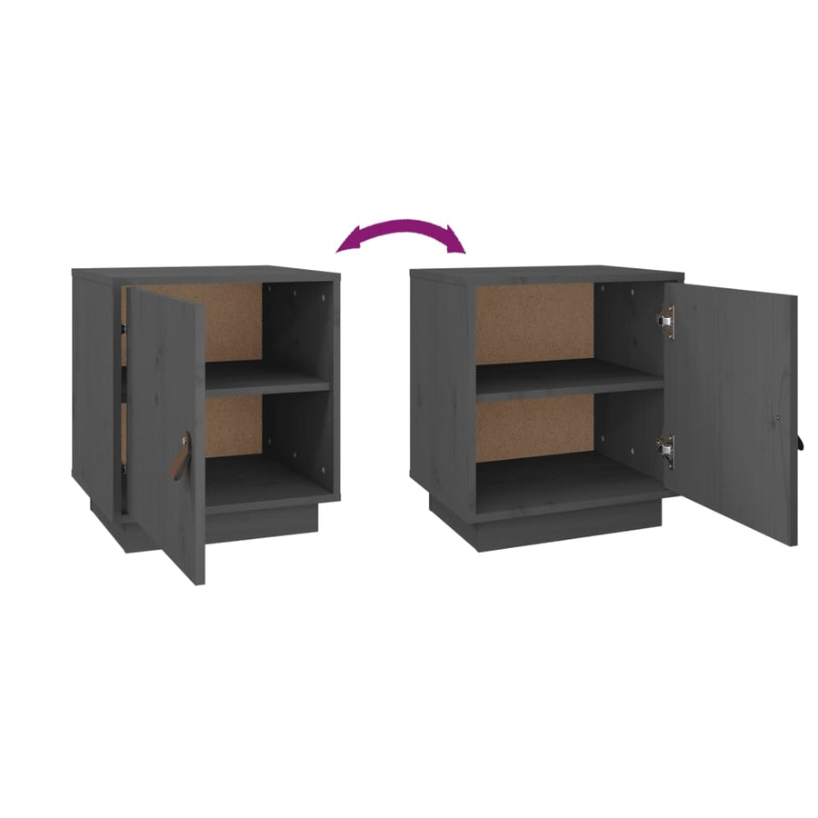 Nachtkastjes 2 St 40X34X45 Cm Massief Grenenhout Grijs