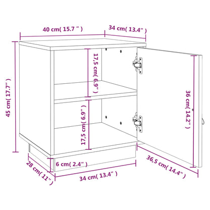 Nachtkastjes 2 St 40X34X45 Cm Massief Grenenhout Grijs