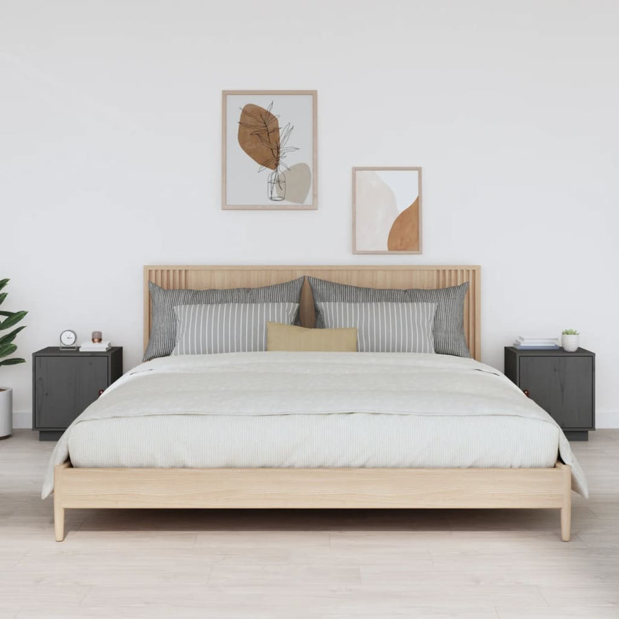 Nachtkastjes 2 St 40X34X45 Cm Massief Grenenhout Grijs