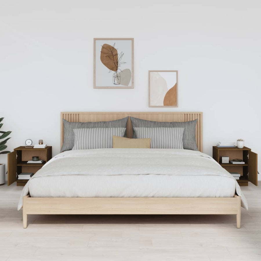 Nachtkastjes 2 St 40X34X45 Cm Massief Grenenhout Honingbruin