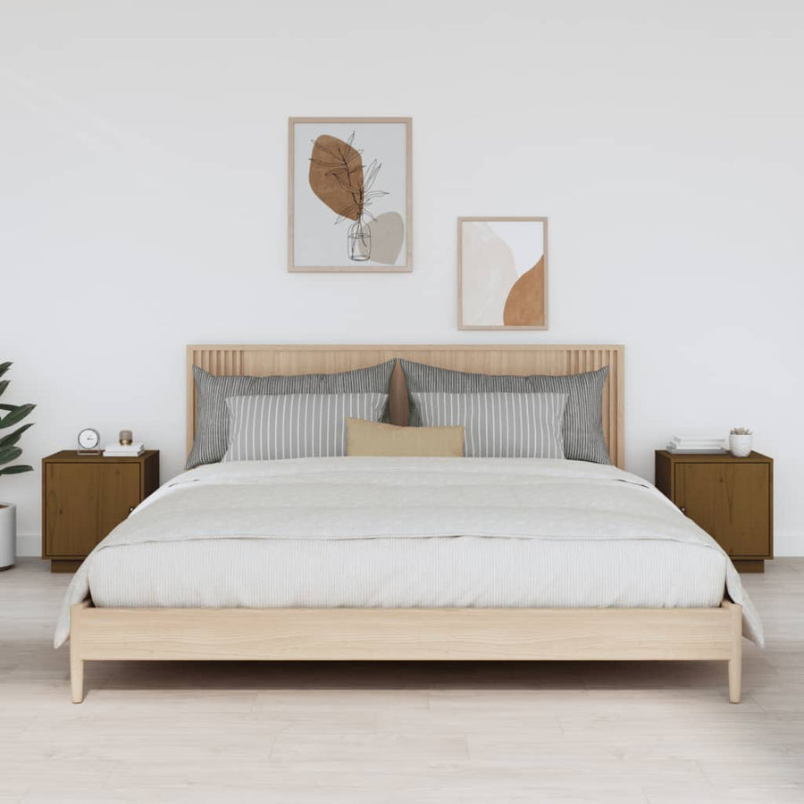 Nachtkastjes 2 St 40X34X45 Cm Massief Grenenhout Honingbruin