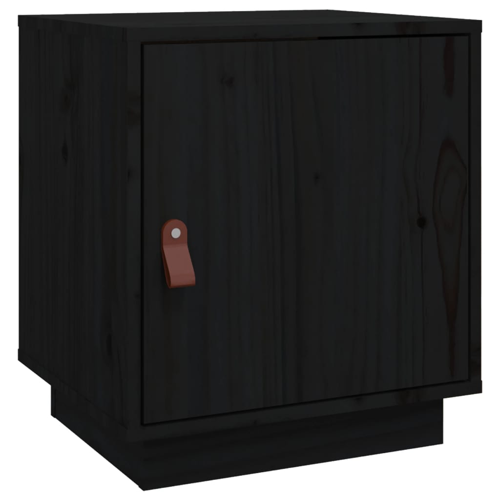 Nachtkastje 40X34X45 Cm Massief Grenenhout Zwart