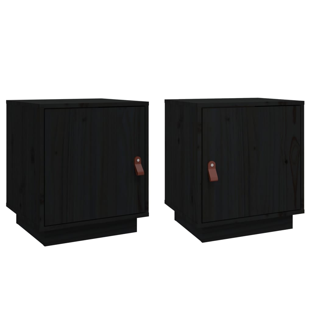 Nachtkastjes 2 St 40X34X45 Cm Massief Grenenhout Zwart