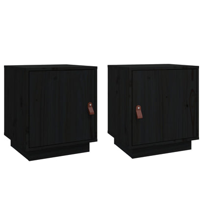 Nachtkastjes 2 St 40X34X45 Cm Massief Grenenhout Zwart