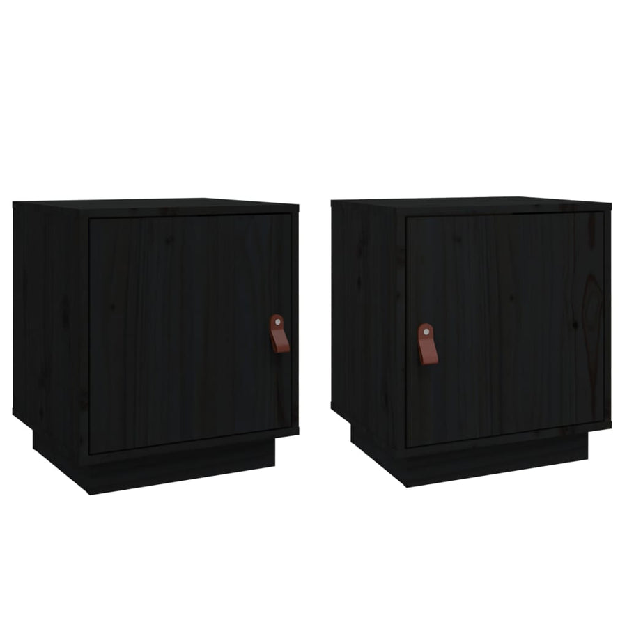 Nachtkastjes 2 St 40X34X45 Cm Massief Grenenhout Zwart