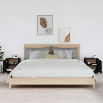 Nachtkastjes 2 St 40X34X45 Cm Massief Grenenhout Zwart