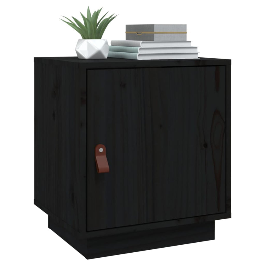 Nachtkastjes 2 St 40X34X45 Cm Massief Grenenhout Zwart