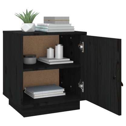 Nachtkastjes 2 St 40X34X45 Cm Massief Grenenhout Zwart