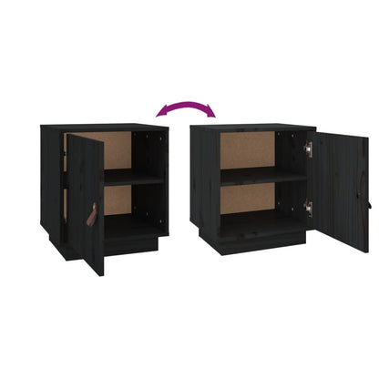 Nachtkastjes 2 St 40X34X45 Cm Massief Grenenhout Zwart