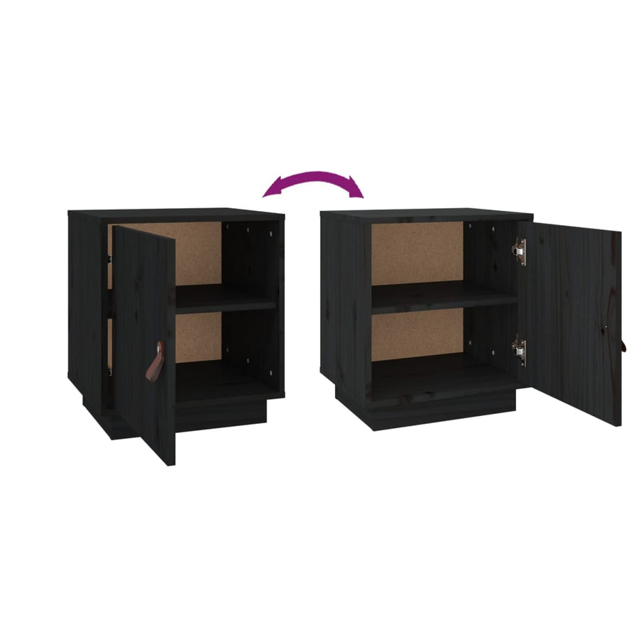 Nachtkastjes 2 St 40X34X45 Cm Massief Grenenhout Zwart