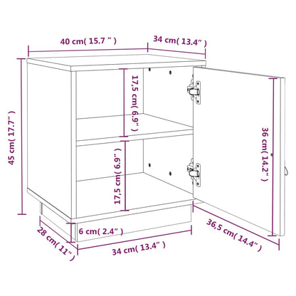 Nachtkastjes 2 St 40X34X45 Cm Massief Grenenhout Zwart