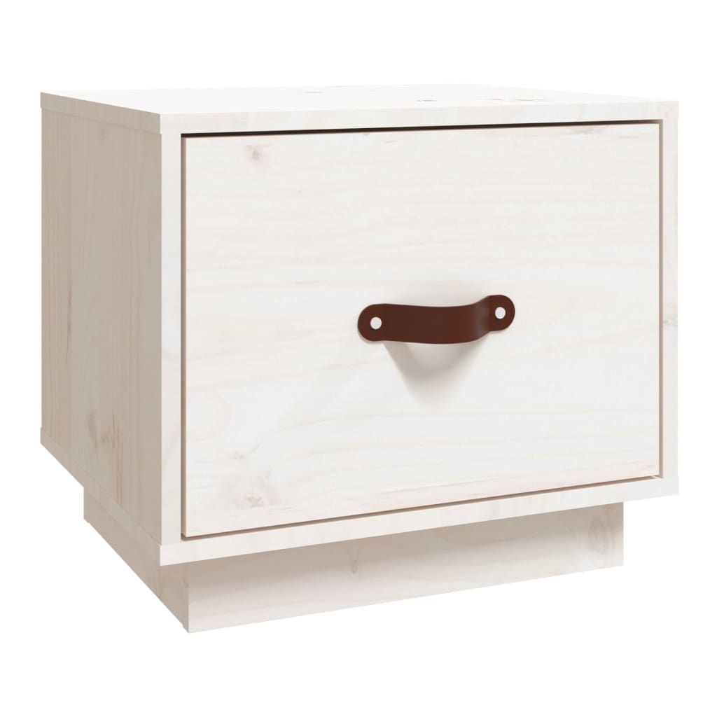 Nachtkastje 40X34X35 Cm Massief Grenenhout Wit
