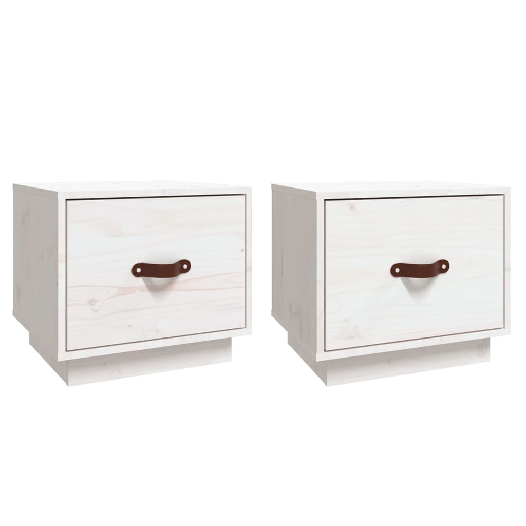 Nachtkastjes 2 St 40X34X35 Cm Massief Grenenhout Wit