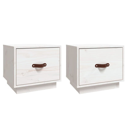 Nachtkastjes 2 St 40X34X35 Cm Massief Grenenhout Wit