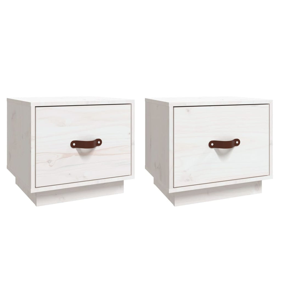 Nachtkastjes 2 St 40X34X35 Cm Massief Grenenhout Wit