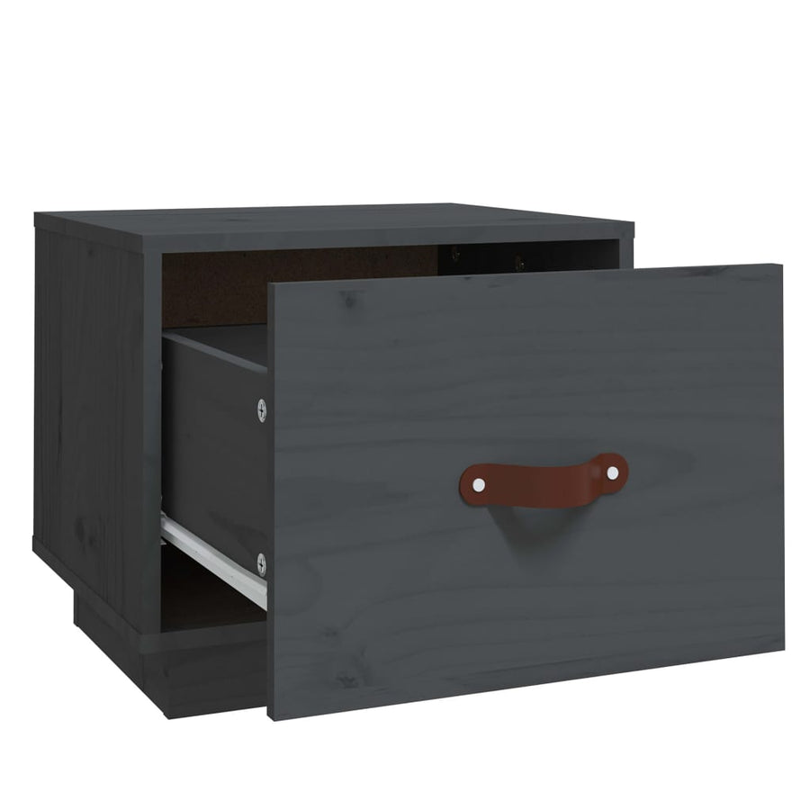Nachtkastje 40X34X35 Cm Massief Grenenhout Grijs