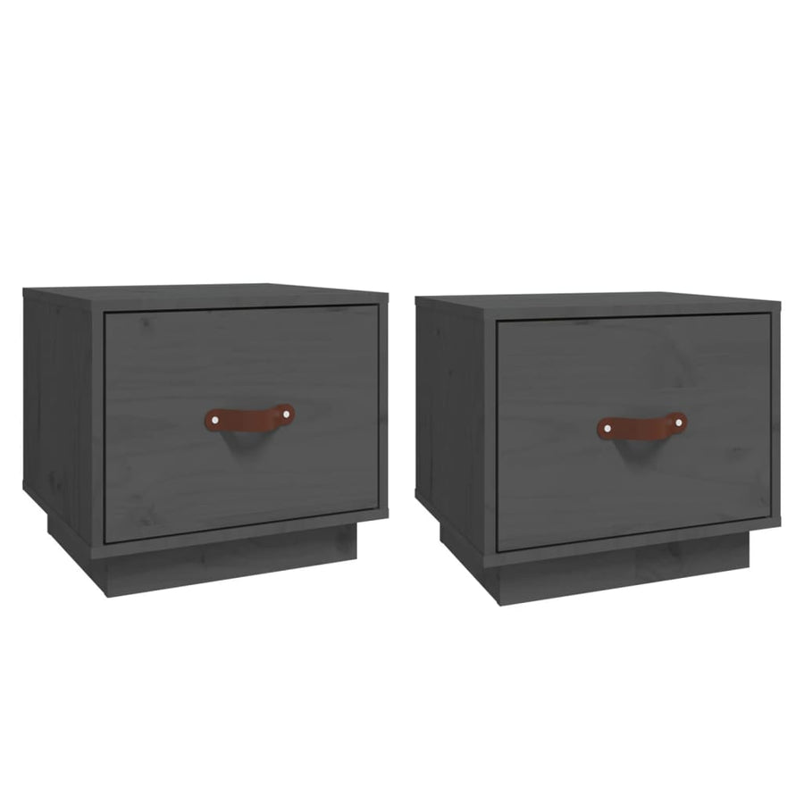 Nachtkastjes 2 St 40X34X35 Cm Massief Grenenhout Grijs
