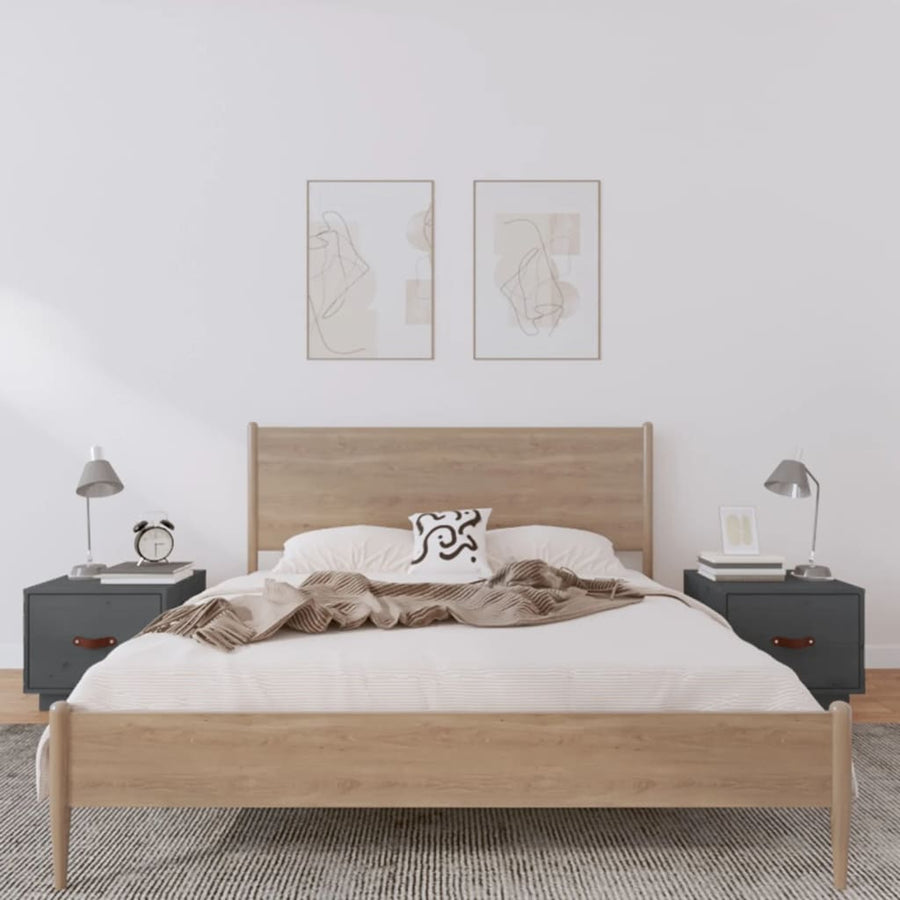 Nachtkastjes 2 St 40X34X35 Cm Massief Grenenhout Grijs