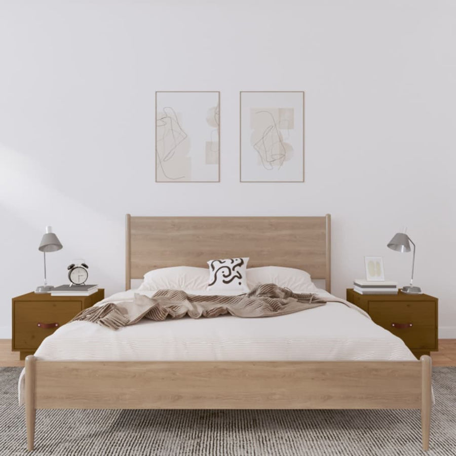 Nachtkastjes 2 St 40X34X55 Cm Massief Grenenhout Honingbruin