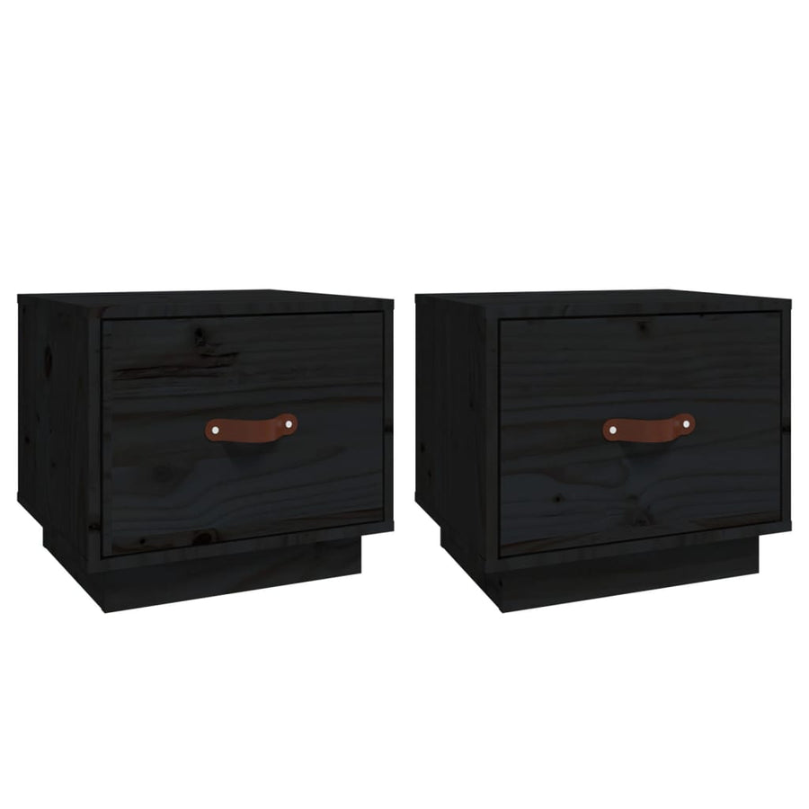 Nachtkastjes 2 St 40X34X35 Cm Massief Grenenhout Zwart