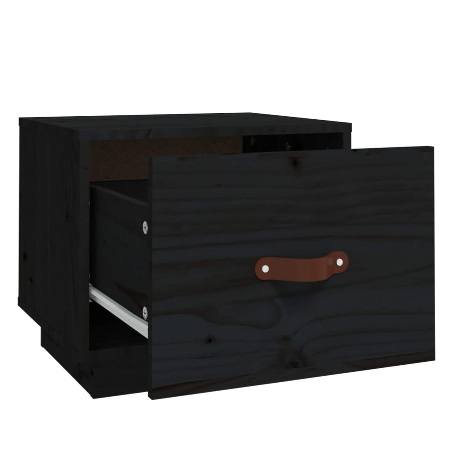 Nachtkastjes 2 St 40X34X35 Cm Massief Grenenhout Zwart