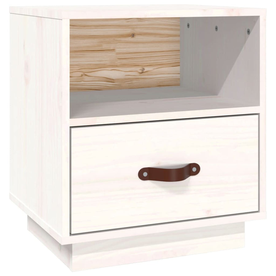 Nachtkastje 40X34X45 Cm Massief Grenenhout Wit