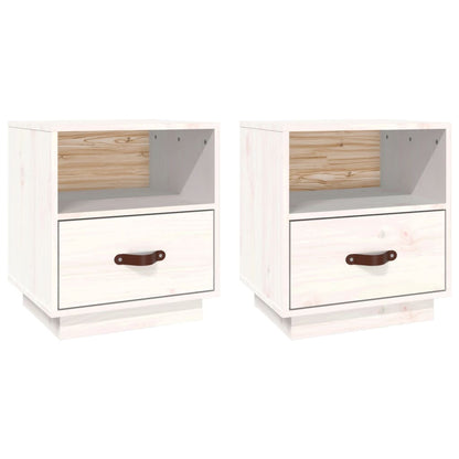 Nachtkastjes 2 St 40X34X45 Cm Massief Grenenhout Wit