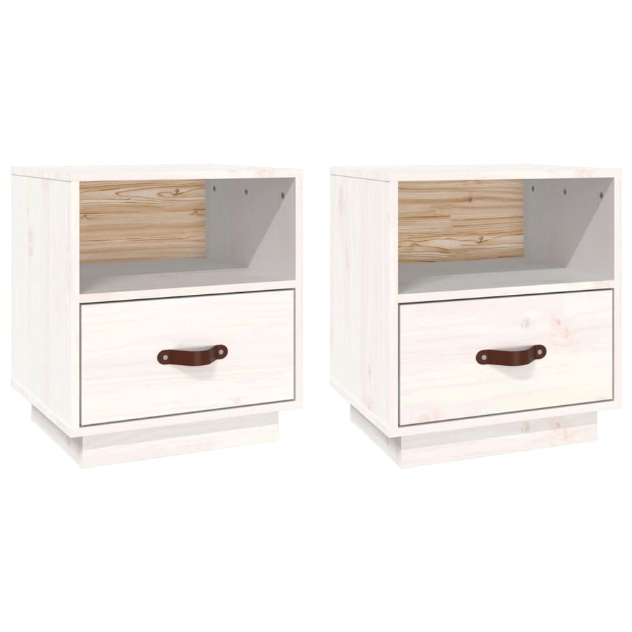 Nachtkastjes 2 St 40X34X45 Cm Massief Grenenhout Wit
