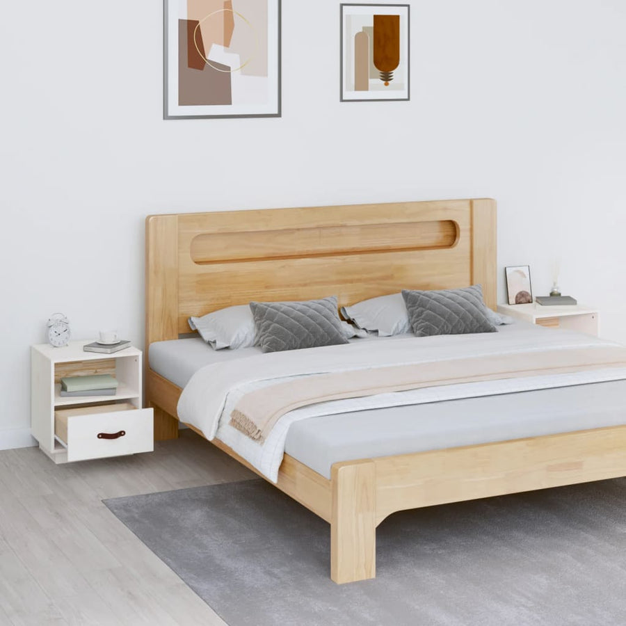 Nachtkastjes 2 St 40X34X45 Cm Massief Grenenhout Wit
