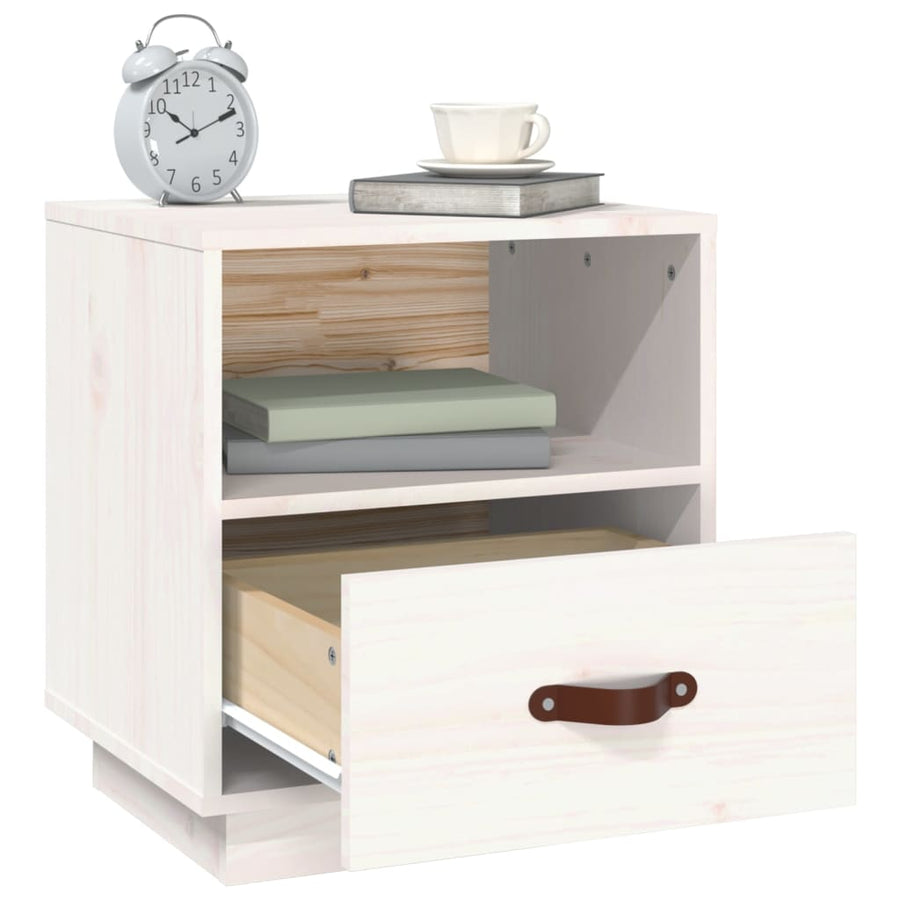 Nachtkastjes 2 St 40X34X45 Cm Massief Grenenhout Wit