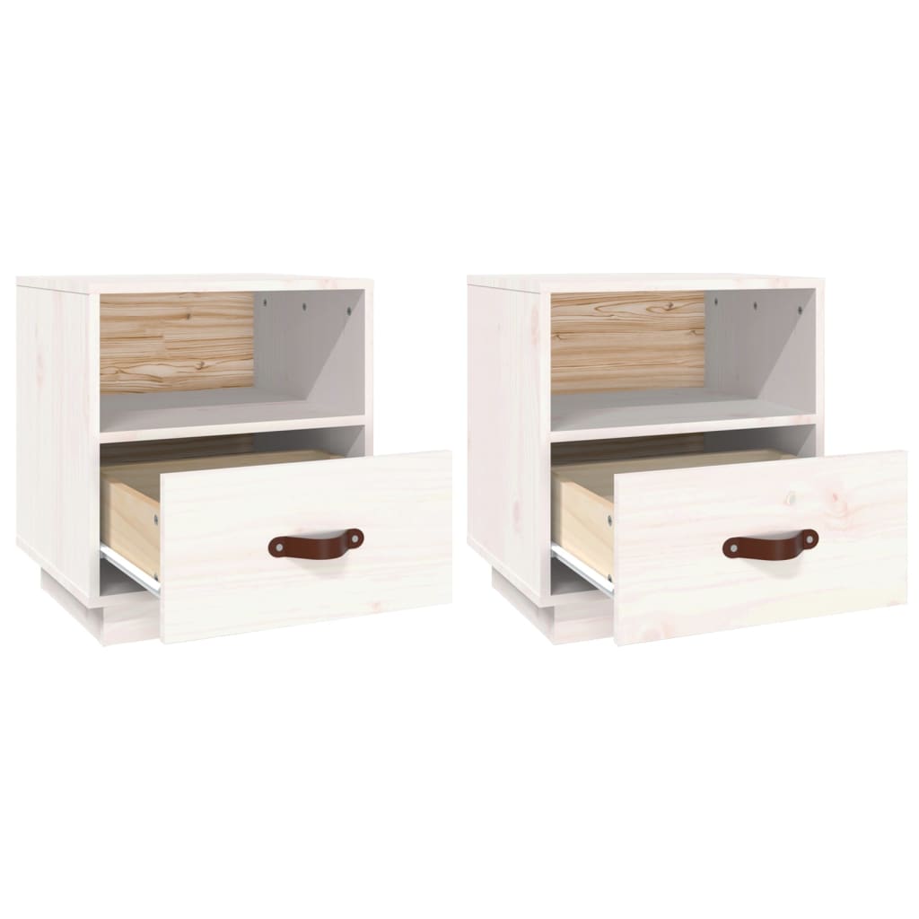 Nachtkastjes 2 St 40X34X45 Cm Massief Grenenhout Wit