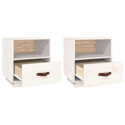 Nachtkastjes 2 St 40X34X45 Cm Massief Grenenhout Wit