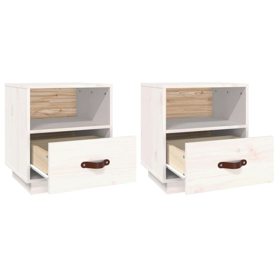 Nachtkastjes 2 St 40X34X45 Cm Massief Grenenhout Wit